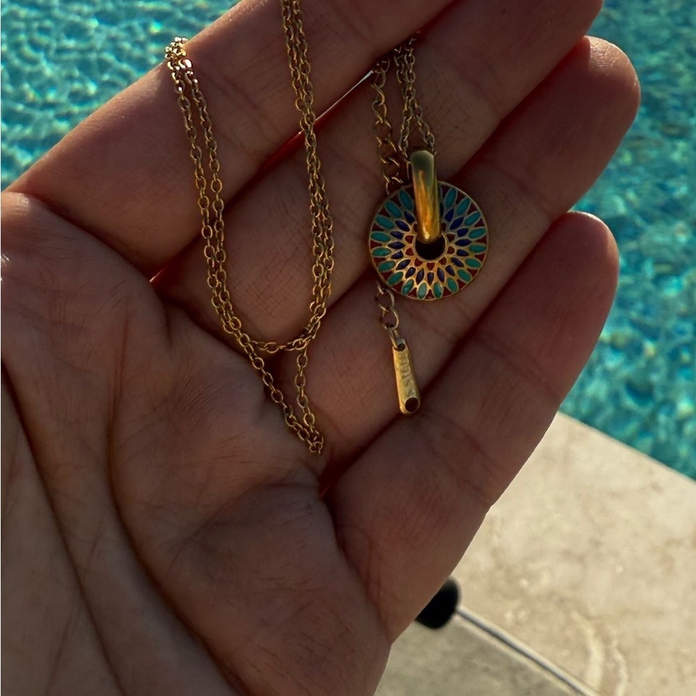 Gold and Green Swirl Pattern Earrings - Picture 10 of 15